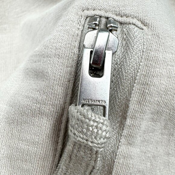 AllSaints Aries Cotton bomber jacket in gray classic full zip pockets tan gray t - Picture 7 of 12
